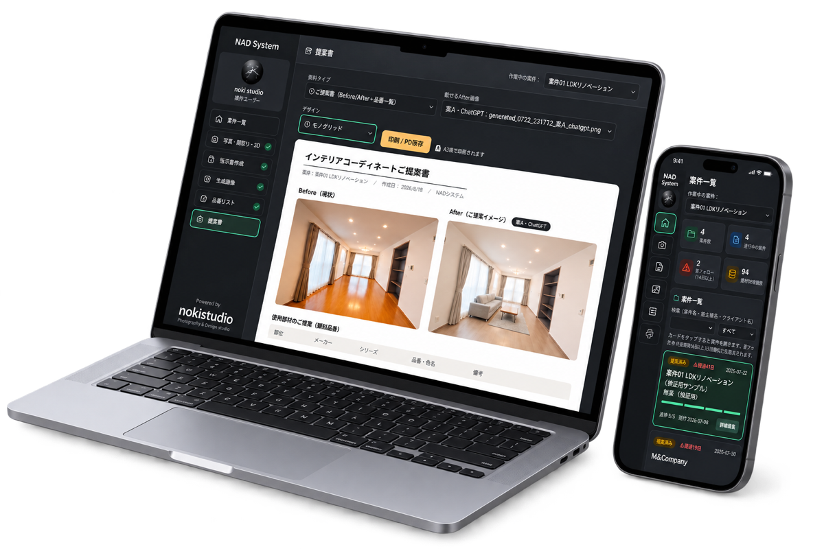 NAD System 画面イメージ（PC・スマートフォン）